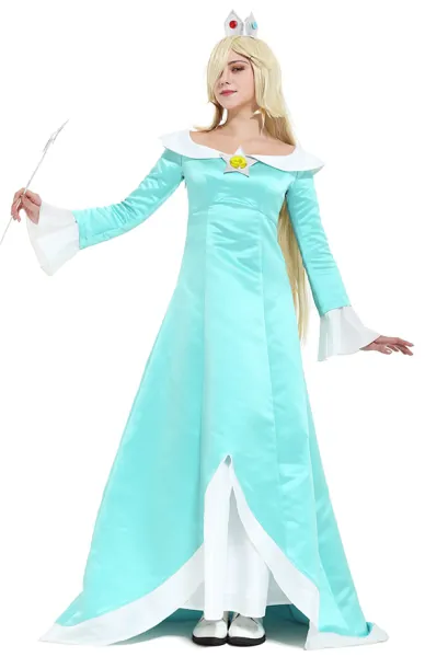 Women&#039;s Galaxy Rosalina Cosplay Costume Including Crown and Earrings