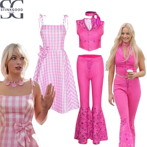 2023 Movie Margot Robbie&#39;s Barbie Costume Cosplay, BARBIE live action Cowgirl, Barbie 80’s Bubblegum Adults, Margot Robbie Malibu Barbiecore