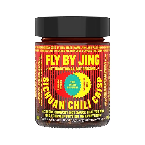 FLYBYJING Sichuan Chili Crisp - Premium Spicy Savory All-Natural Vegan Chili Oil - Crunchy Hot Sauce, Good on Everything, Sugar Free - 6oz (Pack of 1) - Sichuan Chili Crisp - 6 Ounce (Pack of 1)