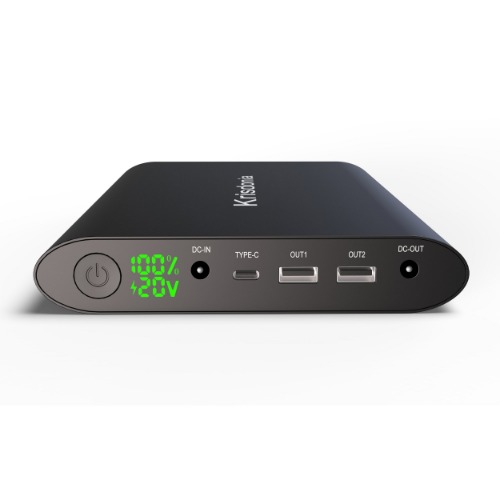 Krisdonia 50000mAh Laptop Power Bank 5/9/12/16/19/20V Portable Laptop Battery Charger with QC3.0 USB-A Port & 12V Type-C Port for Laptop, Tablet, Smartphone and More Devices - black