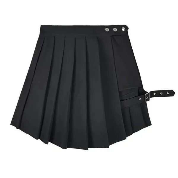 Dark Hollow Fashion Buckle A-Line Skirt