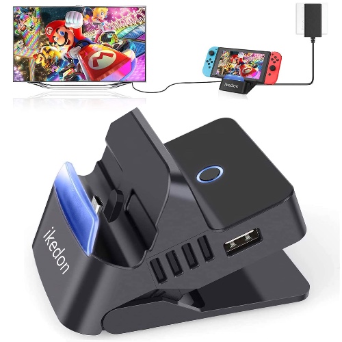 Docking Station for Nintendo Switch, Switch Dock, ikedon Portable TV Docking Station Replacement for Nintendo Switch with 4K HDMI and USB 3.0 Port - 