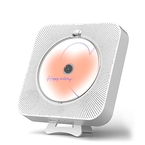 Yintiny Rechargeable Cute CD Player with Blutooth 5.0, Portable Music Player for Home Decor, Remote Control, Support AUX in Cable&USB, HiFi Bluetooth Player