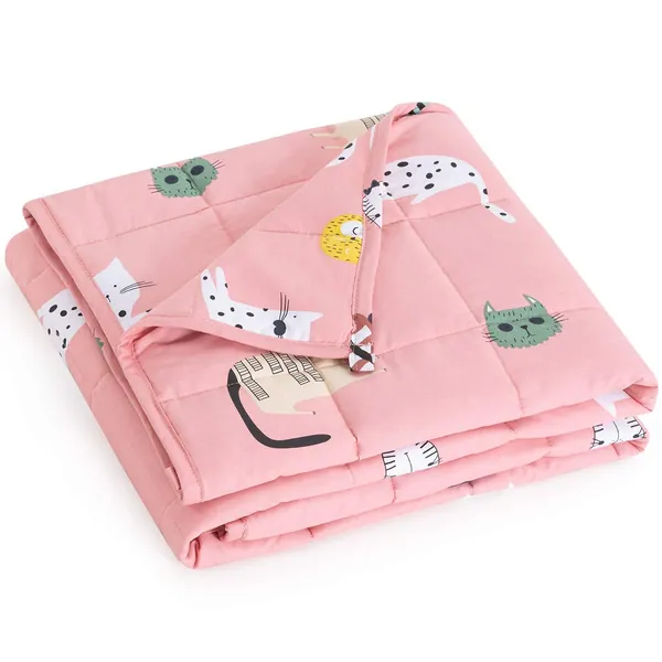 Mr. Sandman Weighted Blanket for Toddler 3 Pounds Washable, Best for 20-40lb Kids Breathable Cotton Heavy Blanket with Nontoxic Glass Beads - 36" x 48" Cute Cat - Cute Cat 36" x 48" 3 lbs