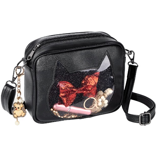 BVYA Cute Small Leather Shoulder Cross-body Bag with Pendant - CAT