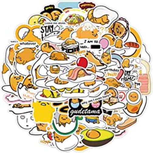 CHVISO 60PCS Japanese Lazy Egg Stickers Kawaii Stickers Vinyl Waterproof Stickers for Kids Teens Adults Laptop Water Bottles Skateboard Guitar Waterproof Vinyl (Gudetama) - Gudetama