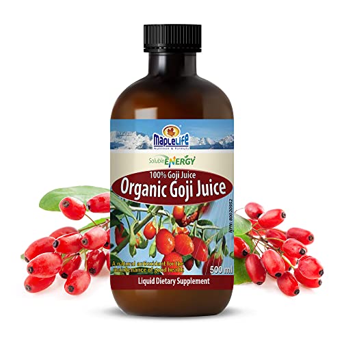 Organic Goji Berry Juice, Liquid Goji Juice Improves Absorption, Promotes Healthy Skin, Increases Energy, Helps Inflammation, Made from 100% Organic Goji Berries - 500 ml