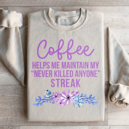 Coffee Helps Me Sweatshirt - Sand / 2XL