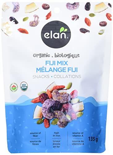 Elan Organic Fiji Mix, 135g, Non-GMO, Gluten-Free, Vegan, Kosher, Dried Fruits (Dried Goji Berries, Dried Cranberries), Superfood Infused Nuts (Blueberry Acai Cashews), Pumpkin Seeds