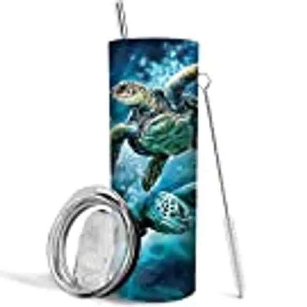 Sea Turtle Gifts, Sea Turtle Gifts for Women, Sea Turtle Tumbler with Lid and Straw, Turtle Gifts, Turtle Decor, Turtle Mug/Cup/Coffee Mugs, Turtle Gifts for Turtle Lovers, 20oz Turtle Tumbler