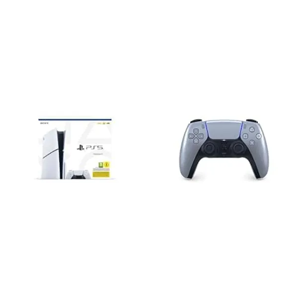 Console PlayStation 5 Edition Standard Slim (CFI-2000) + Manette sans fil DualSense 5 (sterling silver grise) | Pack Bundle