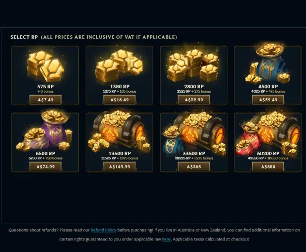 League Of Legends: 1380 RP