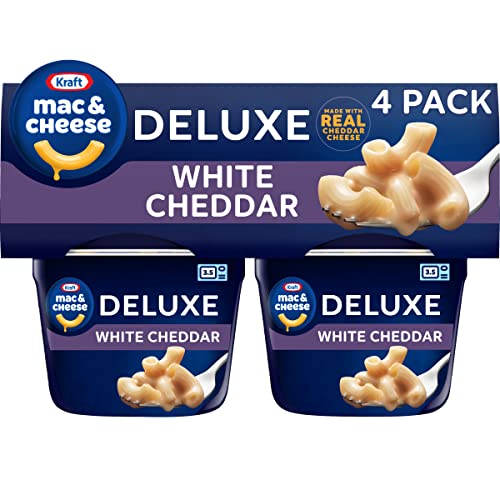 Kraft Deluxe White Cheddar Easy Microwavable Macaroni and Cheese Cups (4 ct Pack, 2.39 oz Cups) - Whide Cheddar (Pack of 4)