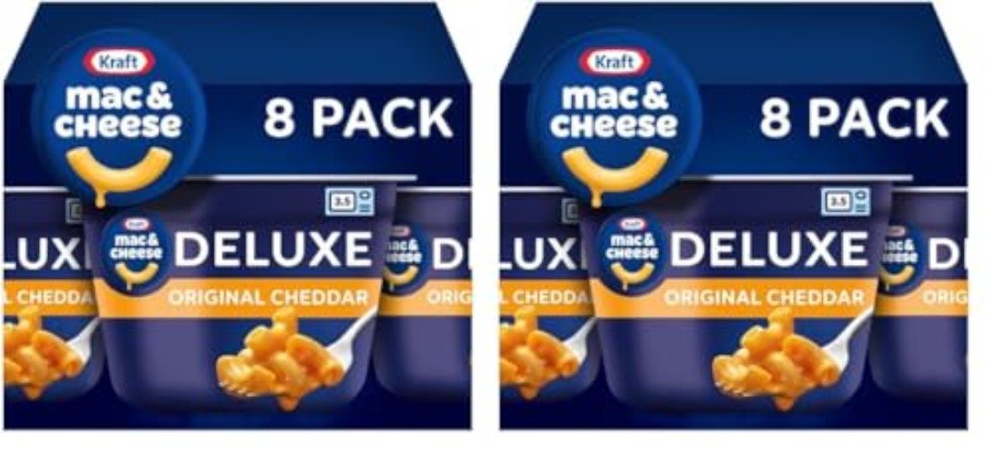 Kraft Deluxe Original Macaroni & Cheese Easy Microwavable Dinner (8 ct Box, 2.39 oz Cups) (Pack of 2) - Original Cheddar - 8 Count (Pack of 2)
