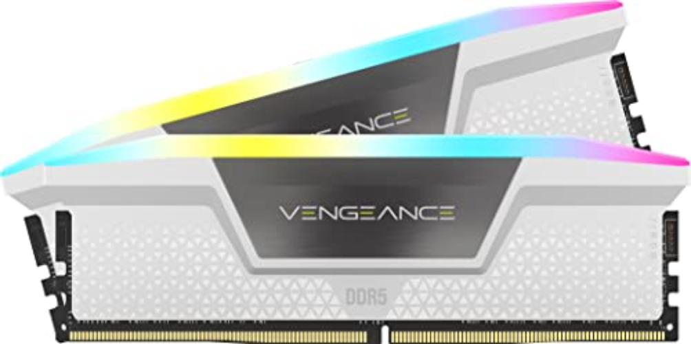 CORSAIR VENGEANCE RGB DDR5 RAM 32GB (2x16GB) 6000MHz CL36 Intel XMP iCUE Compatible Computer Memory - White (CMH32GX5M2D6000C36W) - White - 32GB (2x16GB)