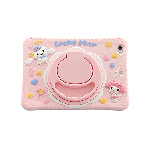 for iPad 10.2 Case iPad 9th Generation 2021/ iPad 8th Generation 2020/ iPad 7th Generation 2019 Case, with Rotating CartoonKickstand Silicone Cartoon Case (Pink) - pink