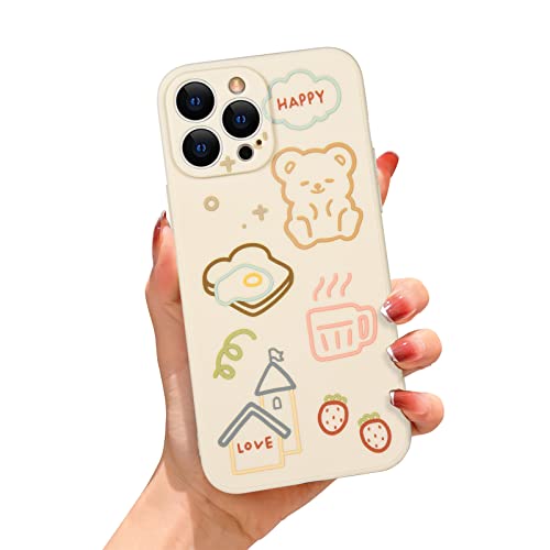 Uioeua Compatible with iPhone 13 Pro Max Case Thin for Women Girls,Cute Toast Bear Pattern with Soft Flexible TPU Case Slim Anti-Scratch Shockproof Smooth Back Case for iPhone 13 Pro Max-White - White5
