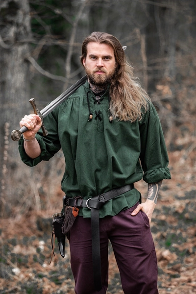 Mottled Green Lace-Up Shirt