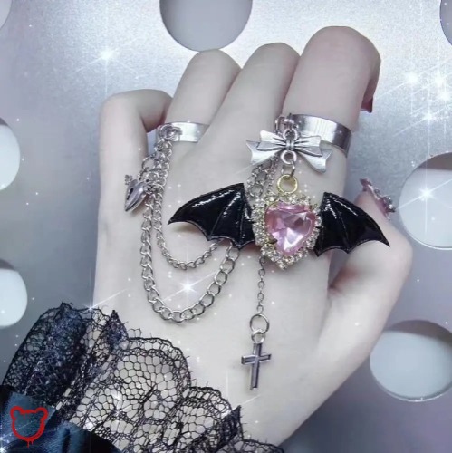 Angel Bat Wings Ring - Black Bat