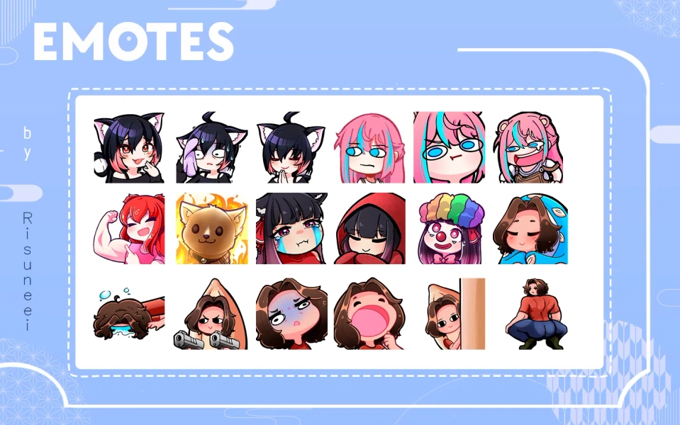 Custom ANIMATED Emotes by Risuneei (@Risuneei)