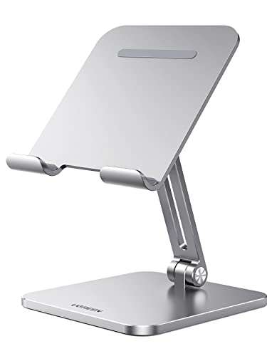 UGREEN Tablet Stand for Desk, Aluminum Stand for iPad, Adjustable Desktop Stand Holder for iPad Pro 12.9 11 9.7 10.5 iPad Air Mini 6 4 3 Galaxy Tabs Galaxy Z Fold4 Surface Pro iPhone 14 Pro, Silver - Sliver