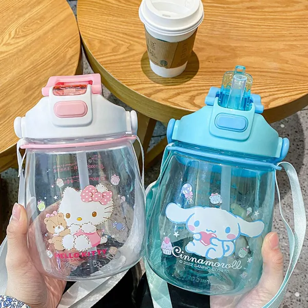 1.2L Sanrio Water bottle, Water Bottle With straw lid, Large capacity Water Bottle, Gym bottle, Workout Portable Water Bottle, KT Cat Bottle