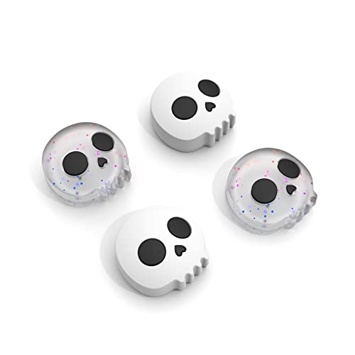 Halloween Thumb Grip Caps for Switch Joy-Con, Cute Joystick Covers with 3D Pattern Cover Soft Adorable Silicone Analog 4Pcs Kit for Switch/OLED/Lite, Skull - AA-Skull