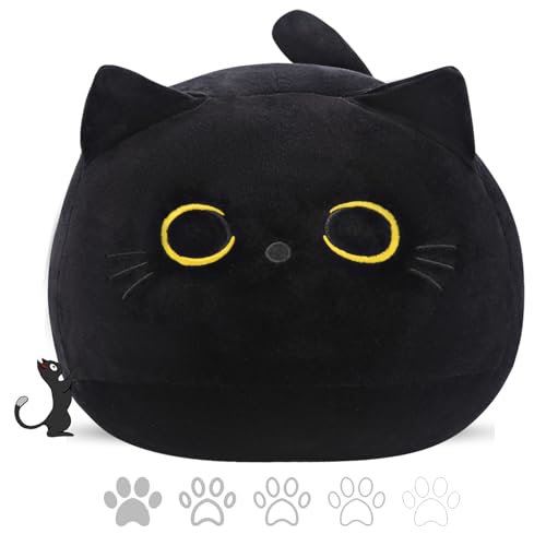 Tocwick 40×28cm Cat Plush Toys Stuffed Animals Gifts Cute Pillows Cotton Car Home Decorations Black - black