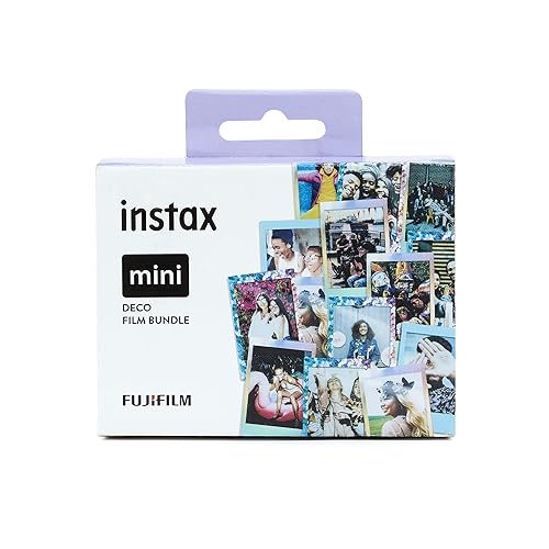 instax Limited edition 3 pack Deco mini film Bundle, Confetti, SKY Blue, Mermaid Borders, pack contains 3 x 10 shot film catridges - mini - 30 shot, Confetti, Sky Blue, Mermaid Tail borders