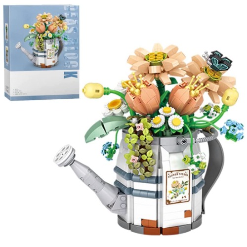 Flower Bouquet with Watering Can Pot Building Blocks, 928Pcs Artificial Flower Plants Building Kit, Mini Botanical Collection Building Construction Kit for Adults Kids