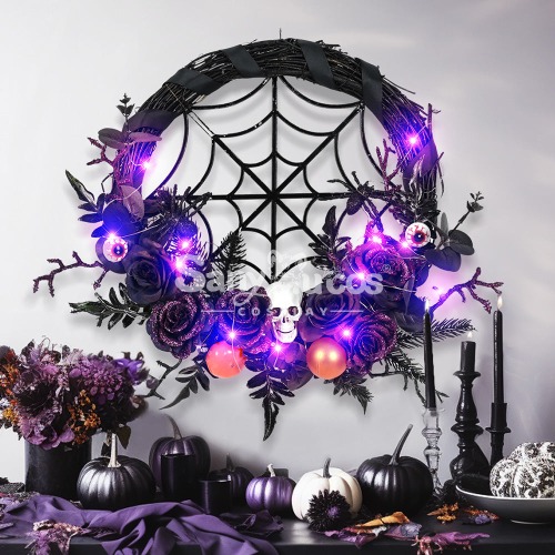 【In Stock】Halloween Decoration Spider Web Wreath