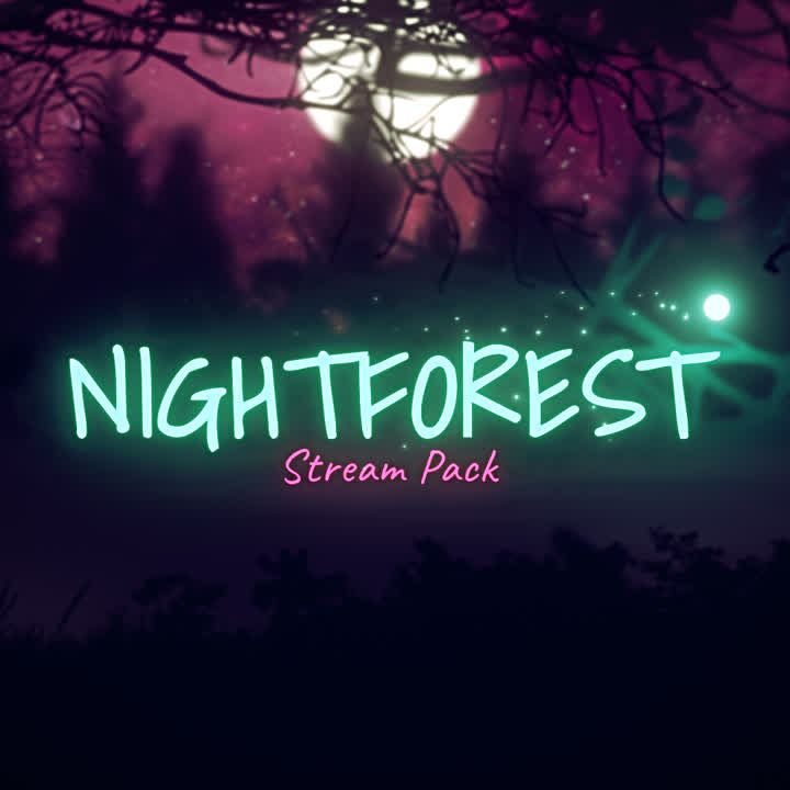Night Forest Animated Stream Overlays Package - Night Forest / 2D Animated