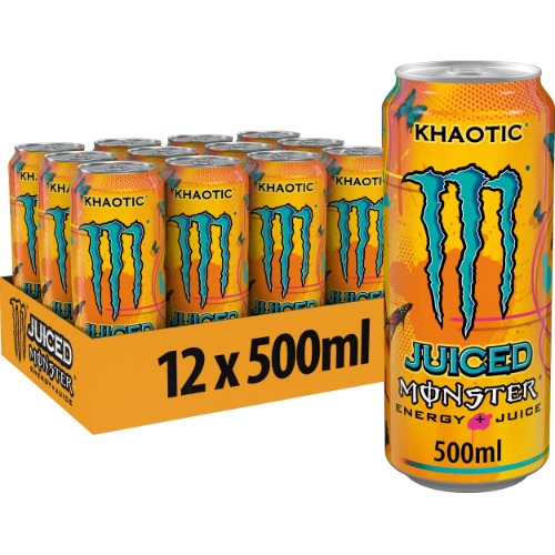 Monster Energy Juiced Khaotic - koffeinhaltiger Energy Drink mit tropischem Zitrus-Geschmack - in praktischen Einweg Dosen (12 x 500 ml)