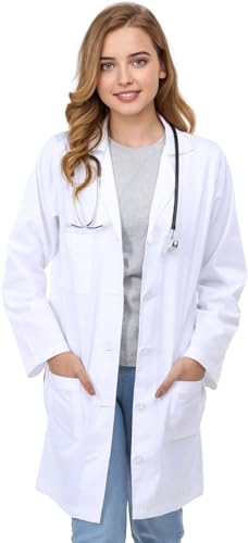 NY Threads Professional Lab Coat for Women, Full Sleeve Poly Cotton Long Medical Coat - White - 2X-Large