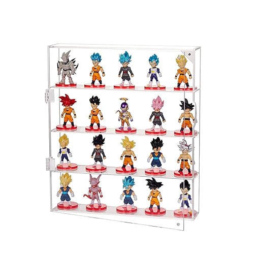AITEE Acrylic Display Case for Mini Funko Pop Figures, Clear Wall Mounted or Desktop 4 Layer Storage Box Cabinet Organizer for Mini Toys, Collections or Stone - Clear - Small