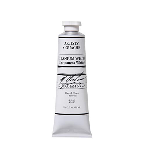 M. Graham & Co. 2-Ounce Tube Gouache Paint, Titanium White - 2 Fl Oz (Pack of 1) - Titanium White
