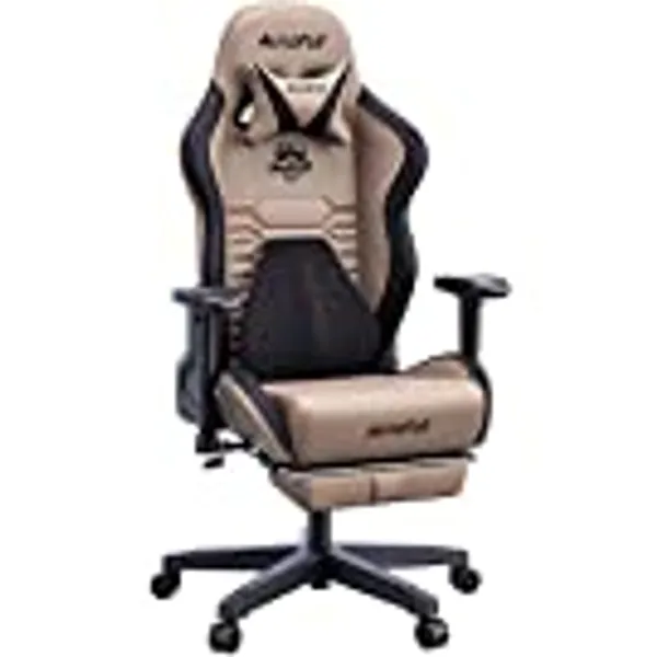 AutoFull Gaming Chair Ergonomic Gamer Chair with 3D Bionic Lumbar Support Racing Style PU Leather Computer Gaming Chair for Adults with Footrest,Brown