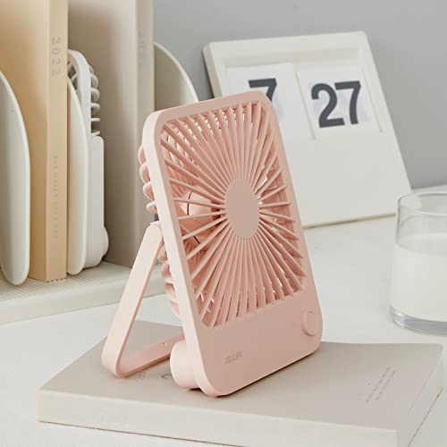 JISULIFE Desk Fan Battery Rechargable Fan，4500mAh 180°Foldable Portable Personal Fan, 4 Speeds Adjustable Long Battery-life for Home Office Travel Outdoor-Pink - 4500mAh - Pink