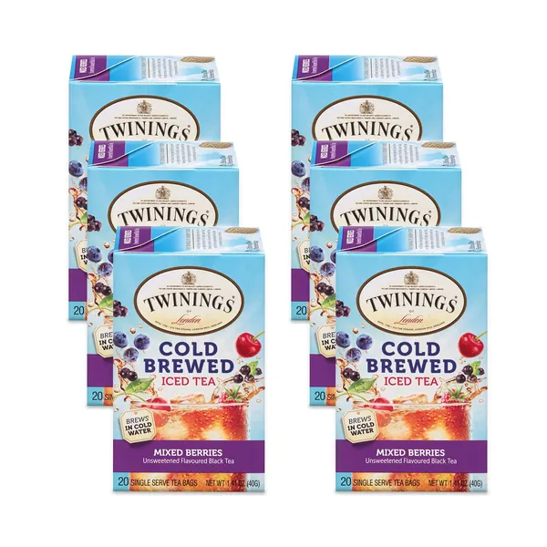 Twinings of London Mixed Berries Cold Brewed Iced Tea Bags, 20 Count (Pack of 6)