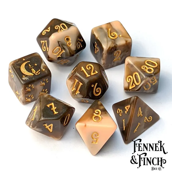 Coffee Dice. Dice Set, Polyhedral dice, D&D dice, Dungeons and Dragons, Table Top Role Playing. Coffee chocolate candy themed dice set