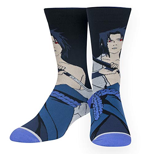 Odd Sox, Naruto Shippuden, Anime Novelty Crew Sock for Men, Funny Cool Cartoon - Large Itachi