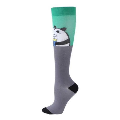 Panda Drinking Soda Knee High (Compression Socks) - L/XL