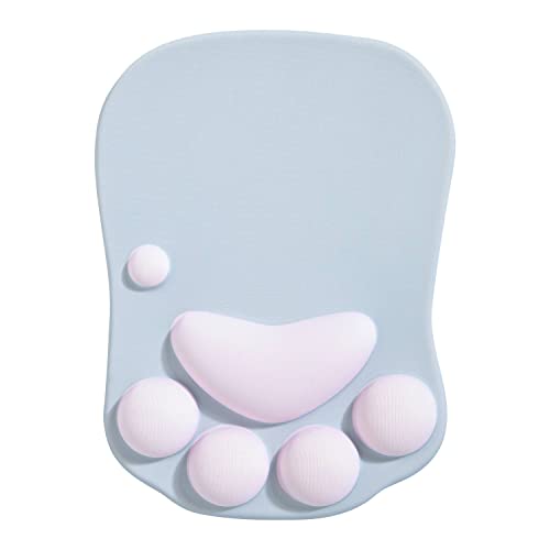 DOBAOJIA Cat Paw Mouse Pad, Ergonomic Mouse Pad, Mouse Mat with Wrist Support, Silicone Gel Mouse Pad, Cute Mouse Pad, Kawaii Mouse Pad, for Home/Office/Gaming, Mouse Mat Grey & Pink - Grey