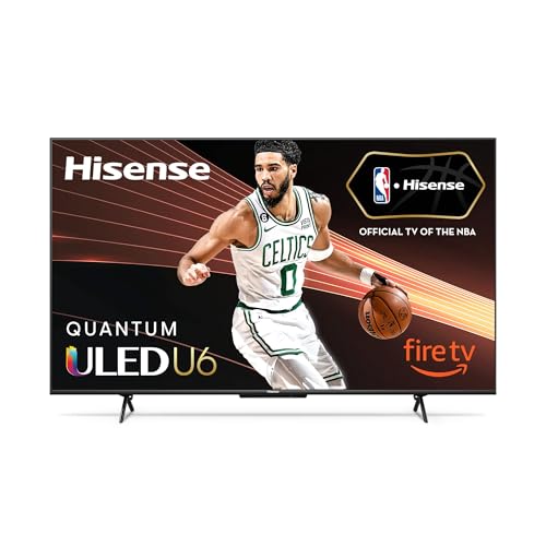 Hisense 65-Inch Class U6HF Series ULED 4K UHD Smart Fire TV (65U6HF, 2024) - QLED, 600-Nit Dolby Vision, Game Mode Plus VRR, HDR 10+, 240 Motion Rate, MEMC, Voice Remote, Compatible with Alexa, Black - 65-Inch