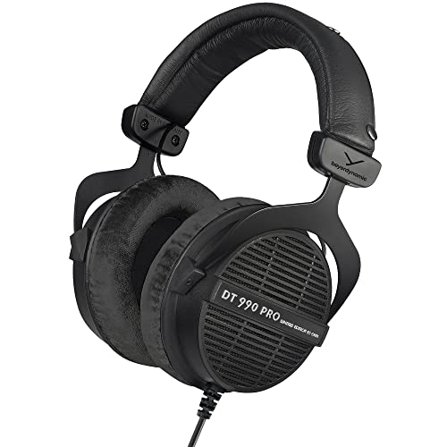 beyerdynamic Dt 990 Pro Over-Ear Studio Monitor Headphones - Open-Back Stereo Construction, Wired (80 Ohm, Black (Limited Edition)) - 80 Ohm - Black