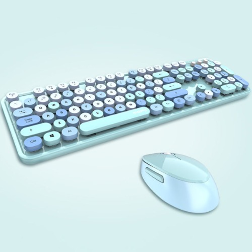 Spring Multi Wireless Keyboard And Mouse Set - PASTEL BLUE