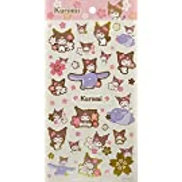 Sanrio Kuromi Pet Sticker Seal 1 Sheets 34 Pcs Decorative Scrapbooking Supplies Stationery (Cherry Blossoms)