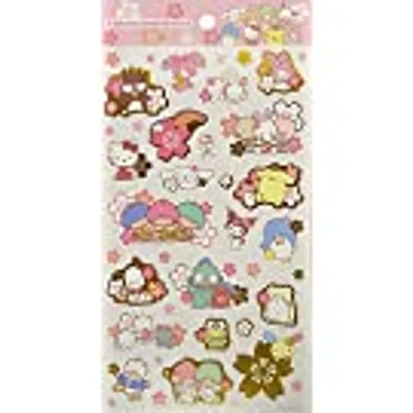 Sanrio Characters Pet Sticker Seal 1 Sheets 34 Pcs Decorative Scrapbooking Supplies Stationery (Cherry Blossoms)