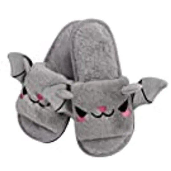 Halloween Bat Animal Slippers Soft Plush Cozy Open Toe Women Indoor or Outdoor Fuzzy Slippers Halloween Gifts For Girls Women Girlfriend