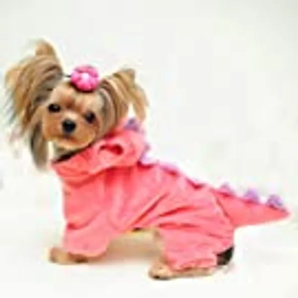 DELIFUR Dinosaur Dog Halloween Costume Pet Dino Hoodie for Small Dogs Cats (XS, Pink)